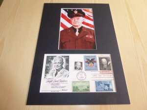 Dwight D. Eisenhower WWII photograph and USA FDC mount matte size A4