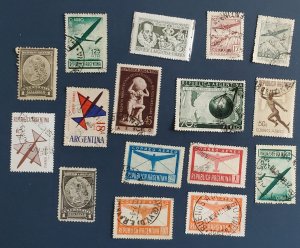 Argentina -- early BOBs, airmail and specials, 16 stamps, Cat. value -- $4.00