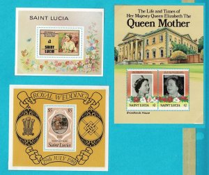 St. Lucia #503,546,786 Queen 3 MNH SS