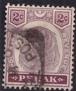 Perak Malaya 1895 - 99 QV 2ct Purple & Brown used SG 67 ( C1214 )