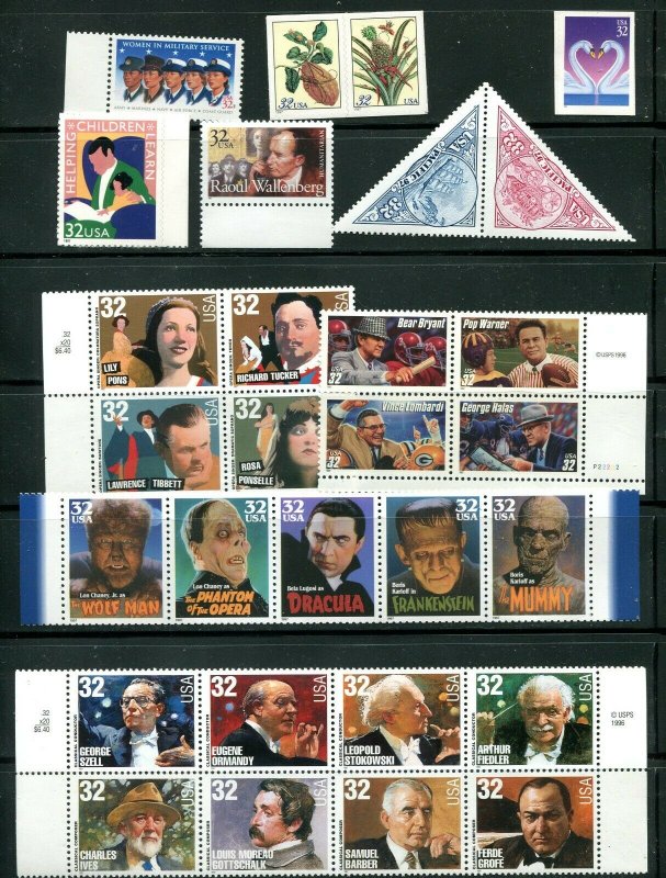 US 1997 Commemorative Year Set 103 stamps including 4 Sheets, Mint NH, see scans