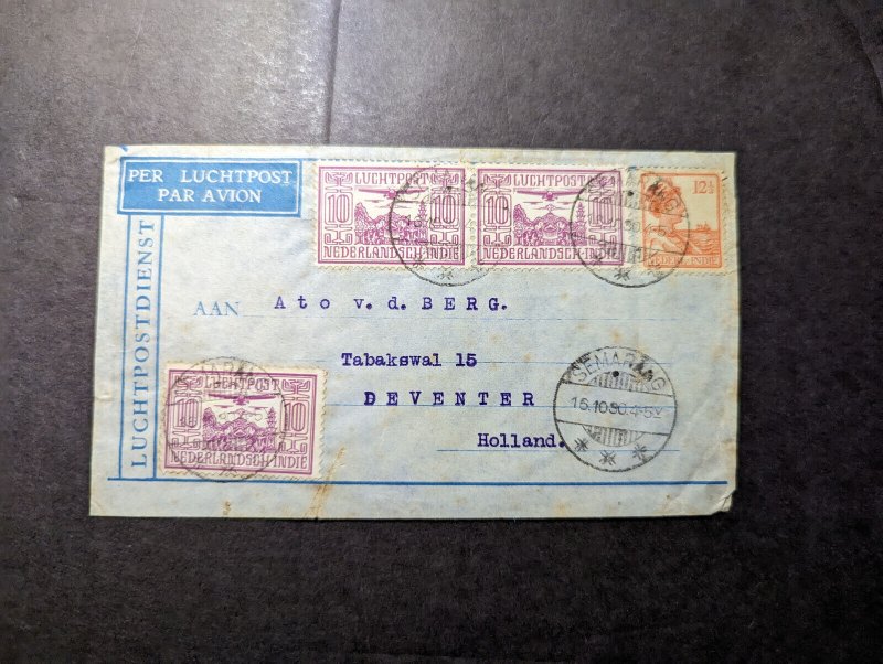 1930 Dutch East Indies Airmail Cover Semarang to Beventer Netherlands