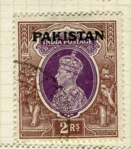 PAKISTAN; 1947 early GVI issue fine used 2R. value 