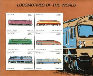 Tanzania 2000 - Locomotives of the World - Sheet of 6v - Scott 2061 - MNH