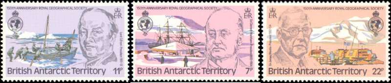 British Antarctic Territory #77a,78a,80a (3), SG 94EI-97GI, WMK Sideways, NH