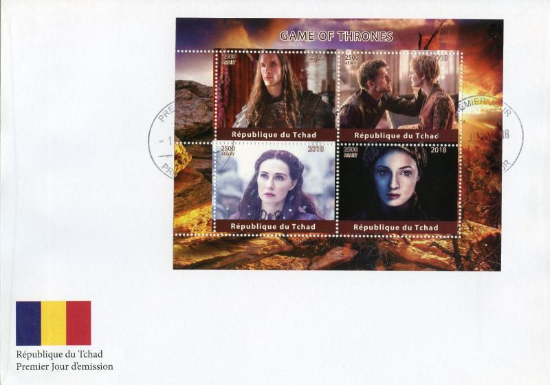 Chad 2018 FDC Game of Thrones Cersei Lannister Sansa Stark 4v M/S Cover Stamps