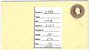 Scott# U482   Die132  UPSS#2169   US envelope.