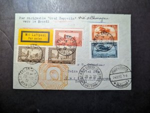 1932 Morocco Airmail LZ 127 Graf Zeppelin Cover Casablanca to Curityba Brazil