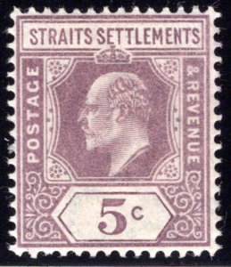 96 Straits Settlements, 5 Cents, violet, MLHOG, 1902, wmk. 2