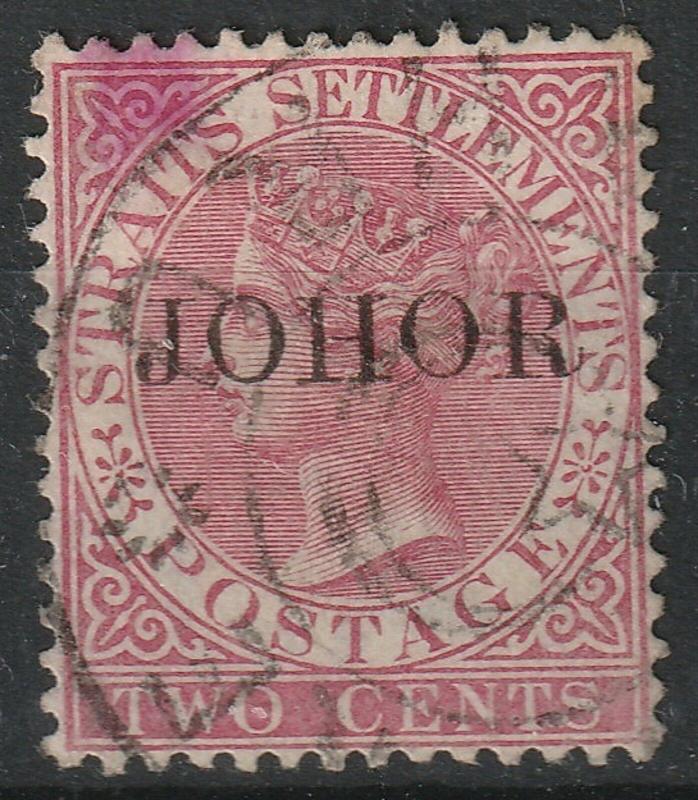 Malaya Johor 1888 opt Straits Settlements QV 2c Used SG#14 CV£75 M1958