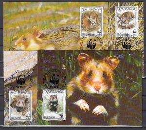 Bulgaria, Scott cat. 3831-3834. W.W.F. issue showing Hamsters on 4 Max. Cards