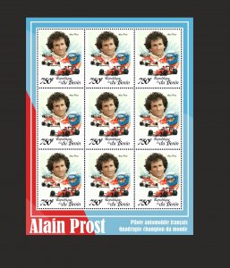 Stamps.  Cars, Formula 1,  Prost , Benin 2022 year , sheet 9 stamps perforated