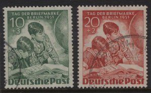 GERMANY-BERLIN 1951 SC. #9NB6-7 10+3PF TO 20+2PF STAMP COLLECTORS USED CAT $44