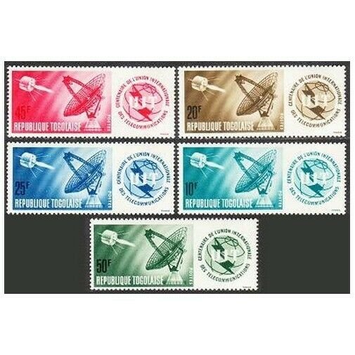 Togo 516-520,MNH.Michel 437-461. ITU-100,1965.Satellite,Radar,Station.