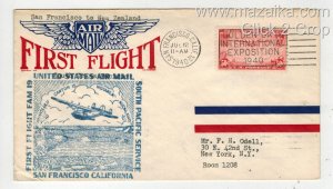 1940 TRANS-PACIFIC AIRMAIL 1ST FLIGHT F19-1 SAN FRANCISCO NEW ZEALAND DUAL CACHE