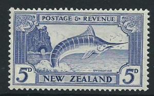 New Zealand SG 584 MH  light crease shows on reverse perf...