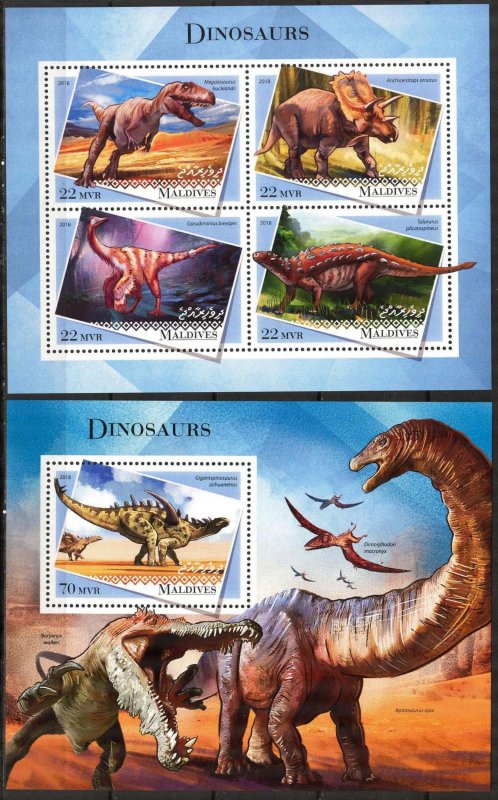 Maldive Islands 2018 Dinosaurs I Sheet + S/S MNH