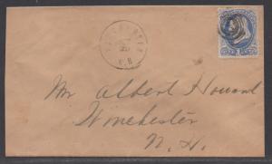 **US 19th Century Cover Scott #156, Winchester, NH, June 20th, Target SON Cancel