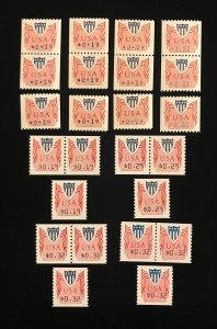 CVP31 to CVP33, MNH, US Computer Vended, Scott Listed, 8 varieties