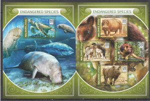 HM0518 2018 MALDIVES ENDANGERED SPECIES ANIMALS MARINE LIFE #7428-1+BL1151 MNH