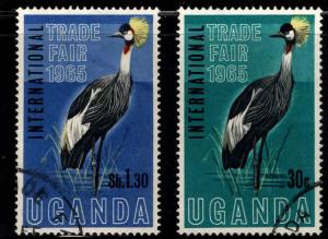 Uganda   Scott 95-96  Used 1965 Beautiful Bird Set