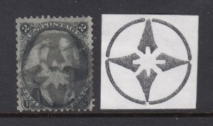 US #73 Grilled BLACK JACK with star in circle Cancel (NICE) cv$60.00