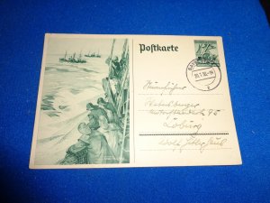 WWII ERA GERMANY PROPAGANDA POST CARD , 1938, BATTLESHIPS