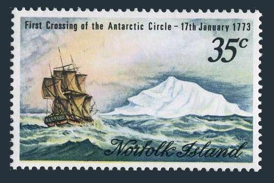 Norfolk 152,hinged.Mi 132. Crossing of Antarctic Circle by Cook,200th Ann.1973.