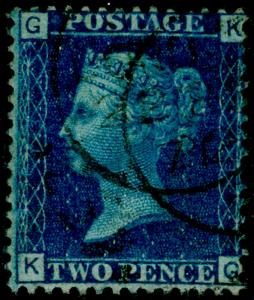 SG47, 2d dp blue plate 13, USED. Cat £30. KG