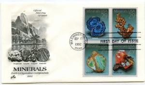 2700-03 Minerals, ArtCraft, block of 4, FDC