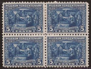 US Stamp - 1920 5c Pilgrim Tercentenary - 4 Stamp Blk MH - Scott #550