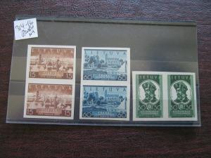 LITHUANIA 446-48 MNH IMPERFORATE PROOF PAIRS-