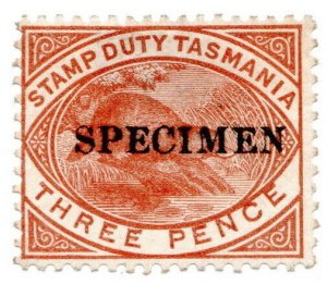 (I.B) Australia - Tasmania Revenue : Stamp Duty 3d (specimen)