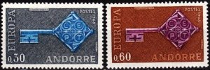 ANDORRA FRENCH 1968 EUROPA CEPT. Complete set, MNH