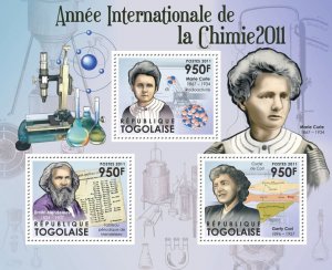 TOGO - 2011 - Int. Year of Chemistry - Perf 3v Sheet - Mint Never Hinged
