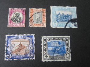 Sudan 1951 Sc 102,3,5,6,8 FU