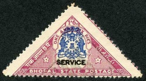 Bhopal SGO331 1a6p State Postage with Blue SHIFT 