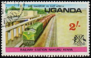 Uganda 157 - Cto - 2sh Nakura Station, Kenya / Train (1976) (cv $0.55)