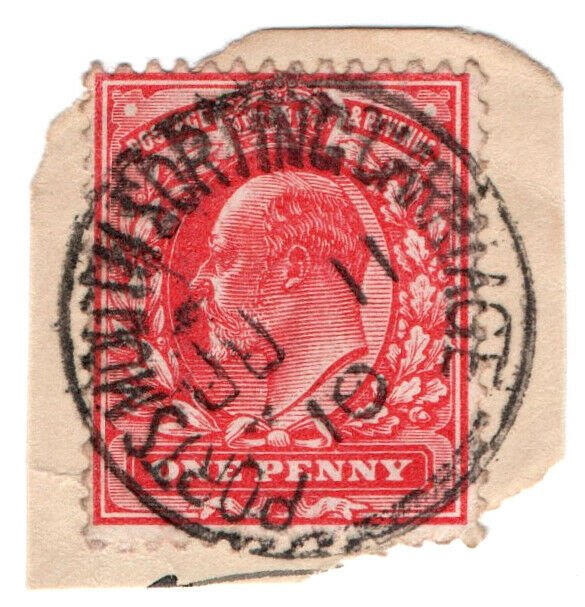 (I.B) Edward VII Postal : Railway Postmark - Portsmouth Sorting Carriage