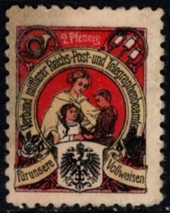 Vintage Germany Charity Poster Stamp Association Reich Post Telegraph Officials