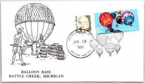 US SPECIAL EVENT COVER AND PICTORIAL CANCEL BALLOON BASE BATTLE CREEK MI TYPE 2