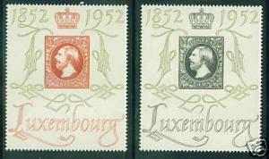 Luxembourg Scott 278-9 MNH**1952 stamp centennial CV$65