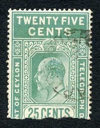 Ceylon Telegraph SGT169 25c Pearl Fishery while at Marichchukaddi