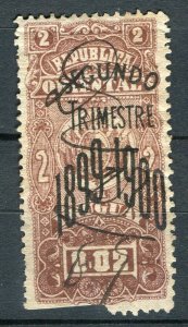 URUGUAY; 1890s early classic Optd. Revenue issue fine used value