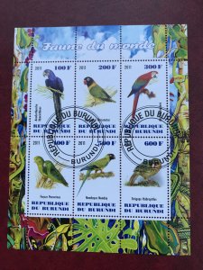 Burundi Used CDS bird Souvenir sheet of 6