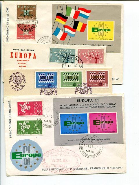 Europa 1961/1963 4 FDC unaddressed VF