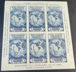 U.S.# 735-MINT/HINGED--SOUVENIR SHEET--IAI & NGAI--1934