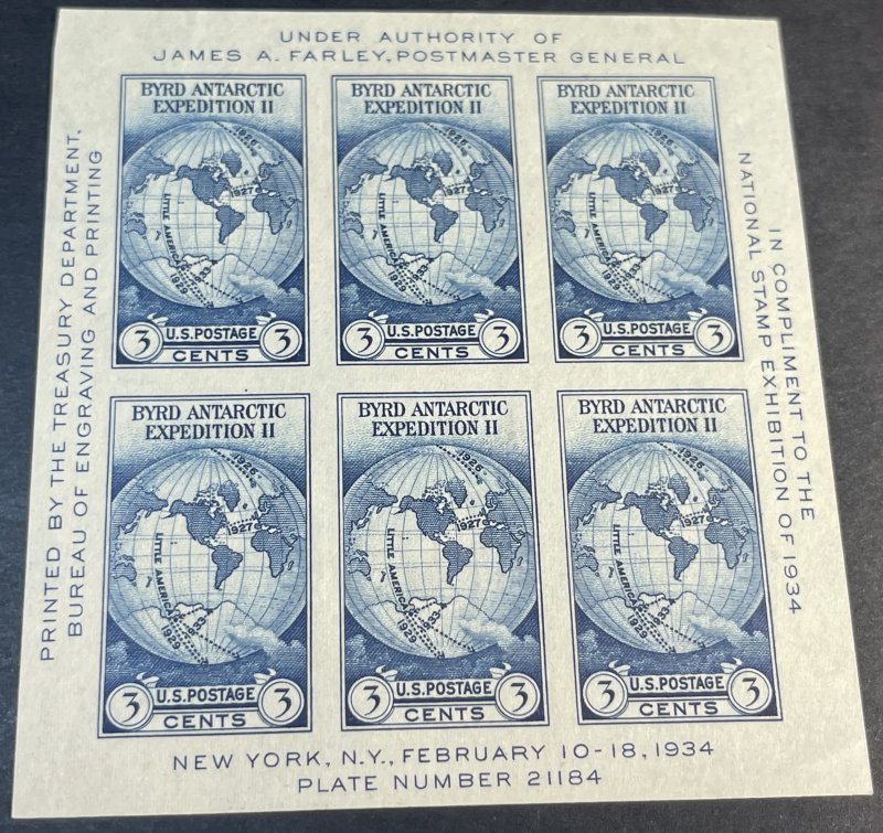 U.S.# 735-MINT/HINGED--SOUVENIR SHEET--IAI & NGAI--1934