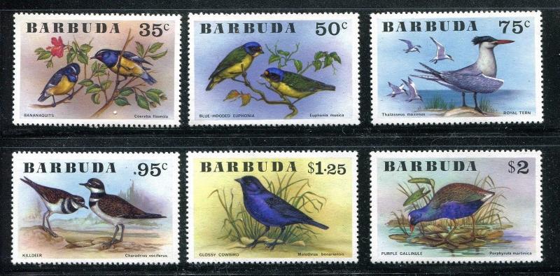 Barbuda 238-243, MNH, Birds Bananaquit, Royal Tern, Killdeer 1976 x19956