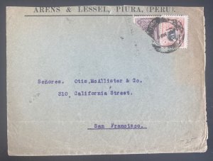 1900s Piura Peru Commercial Cover To San Francisco CA USA